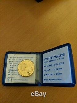 Australian $200 Royal Wedding Commemorative Coin 1981 Diana 22 Carat Gold UNC