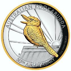 Australian Kookaburra 2oz High Relief Silver Proof Coin 24K Gilded 2020