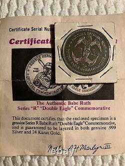 Babe Ruth Series R Double Eagle Commemorative Coin 1980's Including Cert