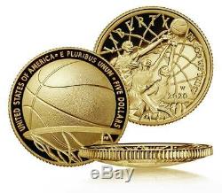 Basketball Hall of Fame 2020 W Proof $5 Gold Coin-Item #20CA Pre-Sale-Pre-Sale