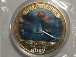 Beautiful, Battle Of Pearl Harbor Commemorative 24 KT Gold, 5 Coin Set With Case