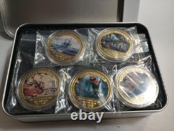 Beautiful, Battle Of Pearl Harbor Commemorative 24 KT Gold, 5 Coin Set With Case