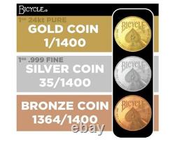 Bicycle Playing Cards 140th Anniv Mystery Gold Silver, Bronze Commemorative Coin