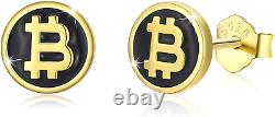 Bitcoin Earrings Sterling Silver Gold Plated Bitcoin Commemorative Coin Studs