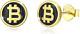 Bitcoin Earrings Sterling Silver Gold Plated Bitcoin Commemorative Coin Studs
