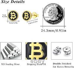Bitcoin Earrings Sterling Silver Gold Plated Bitcoin Commemorative Coin Studs