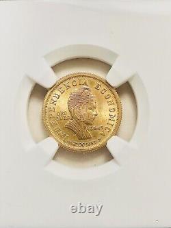 Bolivia 1952 Gold (3.5 Grams) UNC 1952 Revolution Commemorative NGC MS64