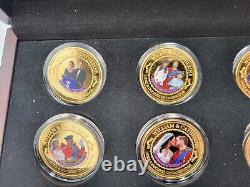 Bradford Authenticated Duke & Duchess Of Cambridge 8 Coins 24kt Gold Plated