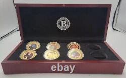 Bradford Authenticated One Crown Collection 6 Coins 24kt Gold Plated