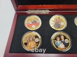 Bradford Authenticated Queen Elizabeth Collection 8 Coins 24kt Gold Plated
