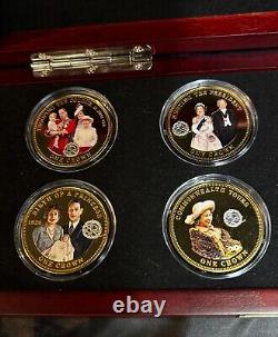 Bradford Exchange Queen Elizabeth 2 Crowning Moments 8 Proof Coins 24K Plated