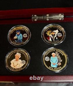 Bradford Exchange Queen Elizabeth 2 Crowning Moments 8 Proof Coins 24K Plated