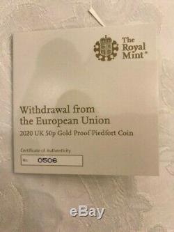 Brexit Gold Proof 50p coin DOUBLE WEIGHT GOLD new PIEDFORT limited edition