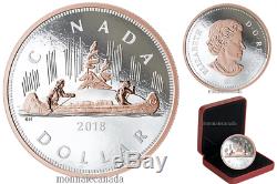 CANADA $1 5 oz. Silver Rose Gold Plating Big Coin Series Voyageur Dollar 2018