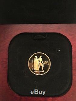 Canada 1976 Olympic Gold $100 22k 1/2 oz coin, original case with COA