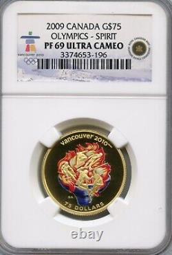 Canada 2009 Olympics $75 Dollars Gold Coin Ngc Pf69 Ultra Cameo- Olympic Spirit