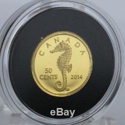 Canada 2014 Sea Creatures Seahorse, 1/25 oz Pure Gold 50-Cent Proof Coin