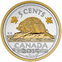 Canada 2015 Big Coins Series #4 Beaver 5 Cents 5 Oz Silver Gold Plated Nickel