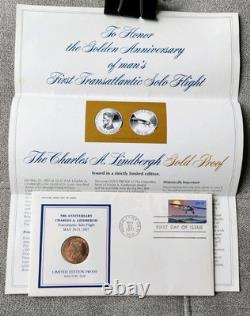 Charles A. Lindbergh 10k Gold Coin with First Day of Issue Envelope