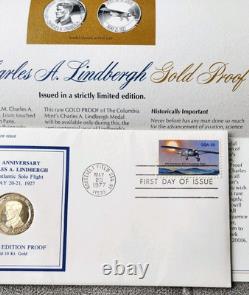 Charles A. Lindbergh 10k Gold Coin with First Day of Issue Envelope