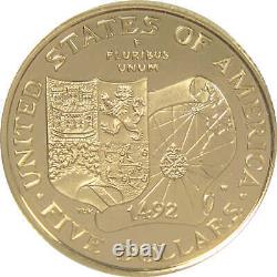 Christopher Columbus Quincentenary Commemorative 1992 W Proof Gold $5