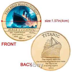 Collection 5pcs RMS Titanic Golden Commemorative Coins Set Titanic Gold Plated