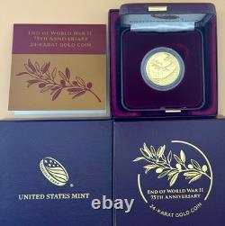 Commemorative 2020 End Of WW2 75th Anniversary 24K Gold $25- Box & CoA