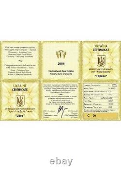 Commemorative gift gold coin Libra in a case. Certificate with 3 signature