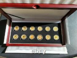 Complete Gold Lunar Series 1 SET 1/10 oz 3 of 12 coins colored