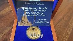 Disney 50th Anniversary 24kt Gold Plated Commemorative Coin Limited Edition 4000