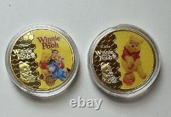 Disney Winnie the Pooh Bear & Friends Gold Plated Medal Coins