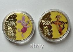 Disney Winnie the Pooh Bear & Friends Gold Plated Medal Coins