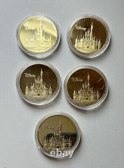 Disney Winnie the Pooh Bear & Friends Gold Plated Medal Coins