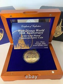Disney World 50th Anniversary 24kt Gold Plated Commemorative Coin LE 4000