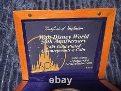 Disney World 50th Anniversary 24kt Gold Plated Commemorative Coin LE # 70/4000