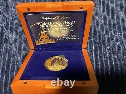 Disney World 50th Anniversary 24kt Gold Plated Commemorative Coin LE # 70/4000