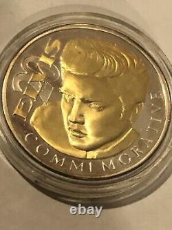 ELVIS 20th Commemorative Anniversary RARE 1oz. 999 Fine Silver 24K Gold Coin