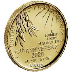 End of World War II 75th Anniversary 24-Karat Gold Coin 1/2oz. IN Hand