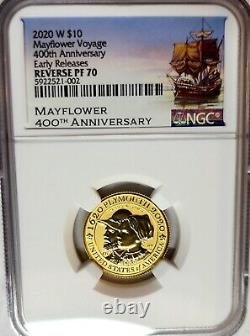 Exquisite 2020-W Reverse Proof $10 Gold Mayflower Commemorative NGC PF-70 ER