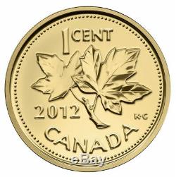 Farewell to the Penny 2012 Canada 1 cent 1/25th oz. Gold Coin