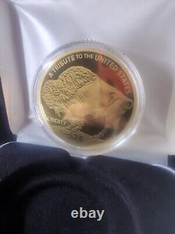 Fine Gold 2018 Cook Islands $25 Buffalo 1200mg. 9999 58mm Commemorative Coin COA