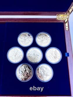 Franklin Mint 24K Gold-Plated Founding Fathers 7-Piece Medallion Collection Set