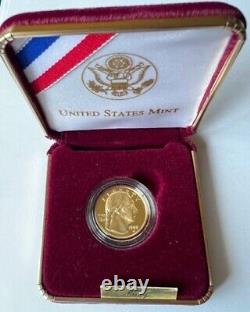 GEM 1999 George Washington $5 Proof 1/4oz. 999 GOLD COA & BOX $858.88