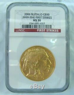 GEM 2006 $50 1 oz GOLD COIN AMERICAN BUFFALO NGC MS 70 FIRST STRIKE US MINT BOX