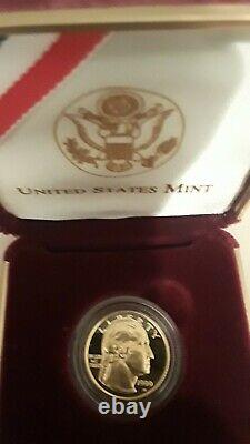 GOLD 1999 George Washington 1/4 Oz. U. S. $5 Commemorative. PROOF with box & COA