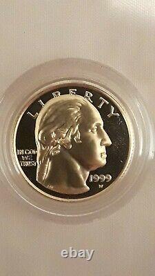 GOLD 1999 George Washington 1/4 Oz. U. S. $5 Commemorative. PROOF with box & COA