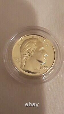 GOLD 1999 George Washington 1/4 Oz. U. S. $5 Commemorative. PROOF with box & COA