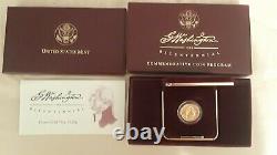 GOLD 1999 George Washington 1/4 Oz. U. S. $5 Commemorative. PROOF with box & COA