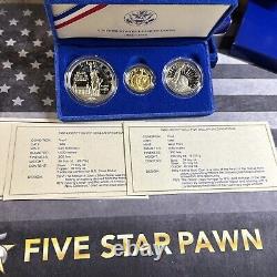 GOLD $5 COIN Liberty Coins 1886 1986 Three Coin Proof Set In Case