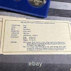 GOLD $5 COIN Liberty Coins 1886 1986 Three Coin Proof Set In Case